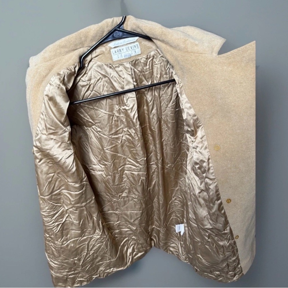 Vintage Larry Levine 100% Camel Hair Coat Women’s 4 US 10 Italy Fabric - Picture 2 of 8